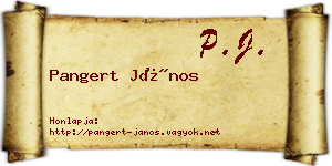 Pangert János névjegykártya